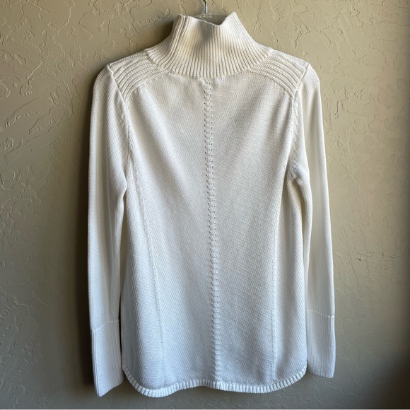 White House Black Market Ivory Textured Mock Neck Sweater Women’s Small - Picture 6 of 11